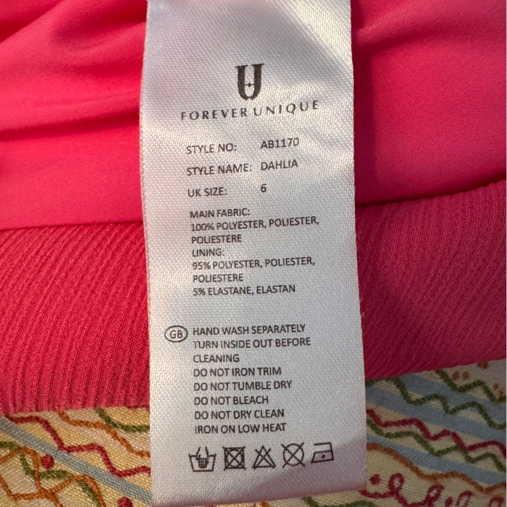 Forever Unique Hot Pink One Shoulder Ruffle Mini Dress Statement Party size 2 - Picture 5 of 12